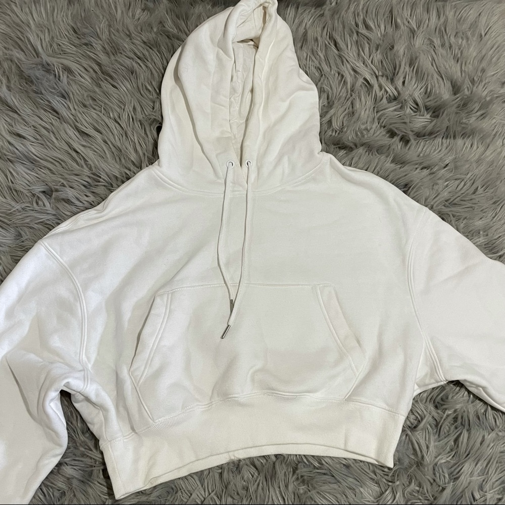 Garage clothing white cropped hoodie
